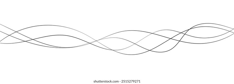 Tecnología líneas abstractas sobre fondo blanco. Onda gris ondulada, onda de sonido de frecuencia, líneas de curva trenzadas con efecto de mezcla en eps 10.