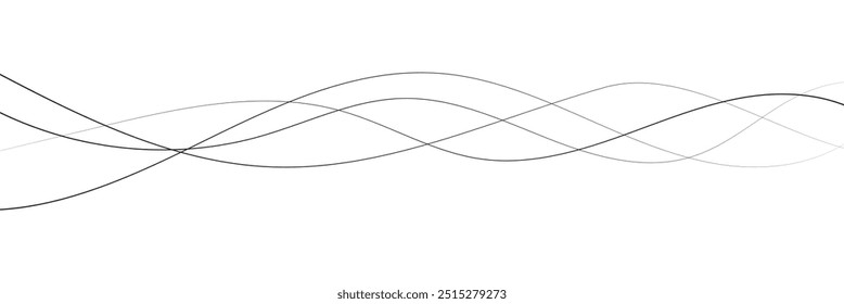 Tecnología líneas abstractas sobre fondo blanco. Onda gris ondulada, onda de sonido de frecuencia, líneas de curva trenzadas con efecto de mezcla en eps 10.