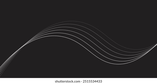 Technology abstract lines on white background. Undulate Grey Wave Swirl, frequency sound wave, twisted curve lines