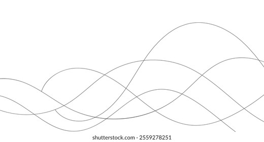 Technology abstract lines on white background. Undulate Grey Wave Swirl, frequency sound wave, twisted curve lines with blend effect