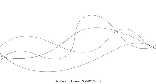 Technology abstract lines on white background. Undulate Grey Wave Swirl, frequency sound wave, twisted curve lines with blend effect