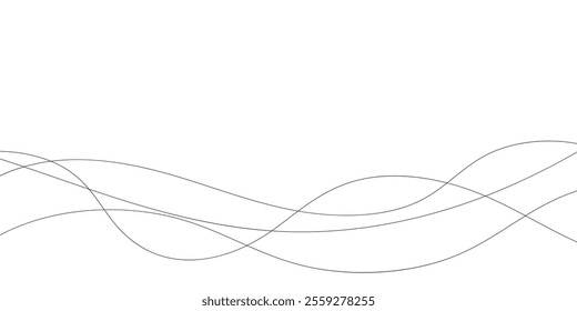 Technology abstract lines on white background. Undulate Grey Wave Swirl, frequency sound wave, twisted curve lines with blend effect