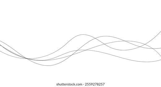 Technology abstract lines on white background. Undulate Grey Wave Swirl, frequency sound wave, twisted curve lines with blend effect