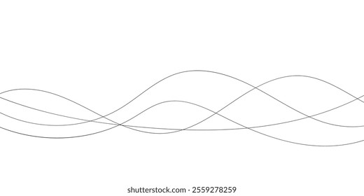 Technology abstract lines on white background. Undulate Grey Wave Swirl, frequency sound wave, twisted curve lines with blend effect