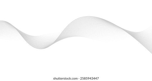 Technology abstract lines on white background. Undulate Grey Wave Swirl, frequency sound wave, twisted curve lines with blend effect. vector ilustration