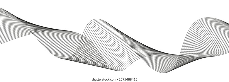 Technology abstract lines on white background. Undulate Grey Wave Swirl, frequency sound wave, twisted curve lines with blend effect.