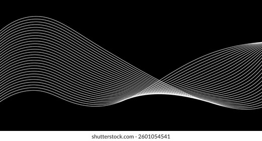 Technology abstract lines on white background. Undulate Grey Wave Swirl, frequency sound wave, twisted curve lines with blend effect arts lines wave modern arts
