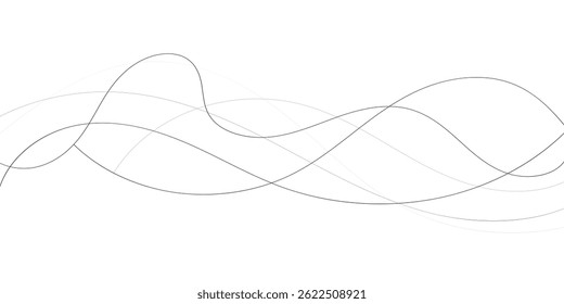 Technology abstract lines on white background. Undulate Grey Wave Swirl, frequency sound wave, twisted curve lines with blend effect