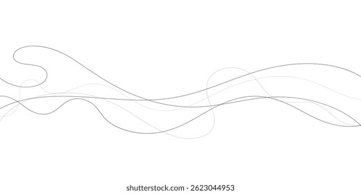 Technology abstract lines on white background. Undulate Grey Wave Swirl, frequency sound wave, twisted curve lines with blend effect