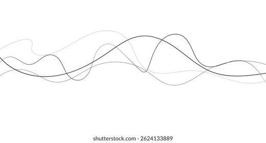 Technology abstract lines on white background. Undulate Grey Wave Swirl, frequency sound wave, twisted curve lines with blend effect	