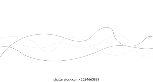 Technology abstract lines on white background. Undulate Grey Wave Swirl, frequency sound wave, twisted curve lines with blend effect	
