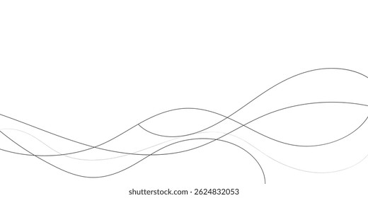 Technology abstract lines on white background. Undulate Grey Wave Swirl, frequency sound wave, twisted curve lines with blend effect	