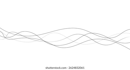 Technology abstract lines on white background. Undulate Grey Wave Swirl, frequency sound wave, twisted curve lines with blend effect	