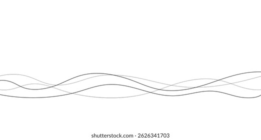 Technology abstract lines on white background. Undulate Grey Wave Swirl, frequency sound wave, twisted curve lines with blend effect	