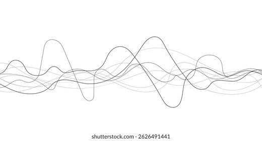Technology abstract lines on white background. Undulate Grey Wave Swirl, frequency sound wave, twisted curve lines with blend effect