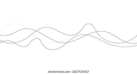 Technology abstract lines on white background. Undulate Grey Wave Swirl, frequency sound wave, twisted curve lines with blend effect	