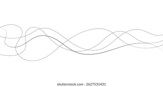 Technology abstract lines on white background. Undulate Grey Wave Swirl, frequency sound wave, twisted curve lines with blend effect	