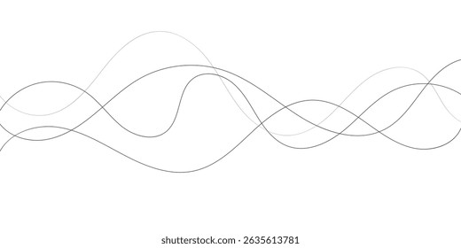 Technology abstract lines on white background. Undulate Grey Wave Swirl, frequency sound wave, twisted curve lines with blend effect