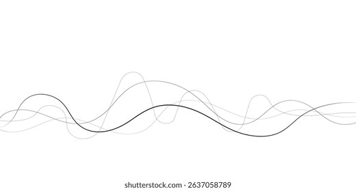 Technology abstract lines on white background. Undulate Grey Wave Swirl, frequency sound wave, twisted curve lines with blend effect	