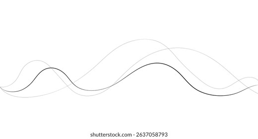 Technology abstract lines on white background. Undulate Grey Wave Swirl, frequency sound wave, twisted curve lines with blend effect	
