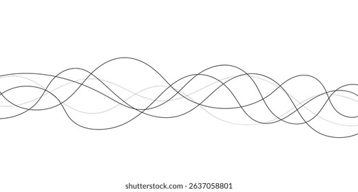 Technology abstract lines on white background. Undulate Grey Wave Swirl, frequency sound wave, twisted curve lines with blend effect	