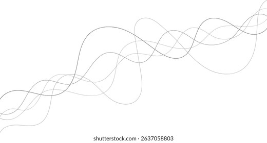 Technology abstract lines on white background. Undulate Grey Wave Swirl, frequency sound wave, twisted curve lines with blend effect	