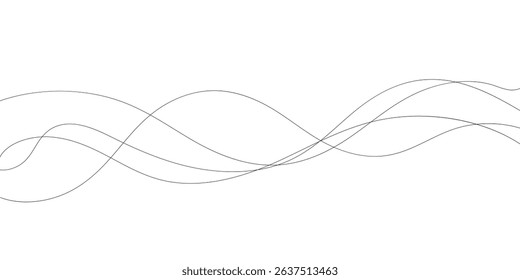 Technology abstract lines on white background. Undulate Grey Wave Swirl, frequency sound wave, twisted curve lines with blend effect	