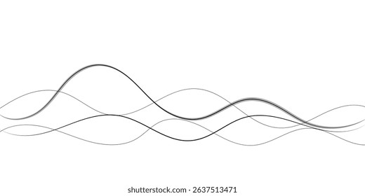 Technology abstract lines on white background. Undulate Grey Wave Swirl, frequency sound wave, twisted curve lines with blend effect	