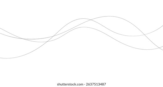 Technology abstract lines on white background. Undulate Grey Wave Swirl, frequency sound wave, twisted curve lines with blend effect	