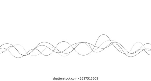 Technology abstract lines on white background. Undulate Grey Wave Swirl, frequency sound wave, twisted curve lines with blend effect	