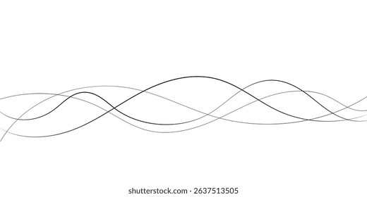 Technology abstract lines on white background. Undulate Grey Wave Swirl, frequency sound wave, twisted curve lines with blend effect	