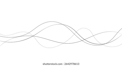 Technology abstract lines on white background. Undulate Grey Wave Swirl, frequency sound wave, twisted curve lines with blend effect	