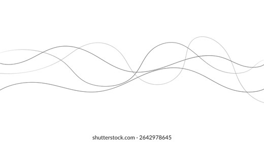 Technology abstract lines on white background. Undulate Grey Wave Swirl, frequency sound wave, twisted curve lines with blend effect	