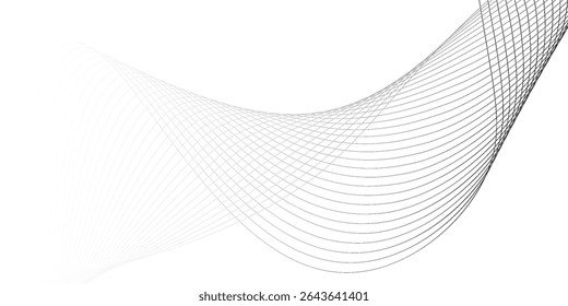 Technology abstract lines on white background. Frequency sound wave, twisted curve lines with blend effect.vector

