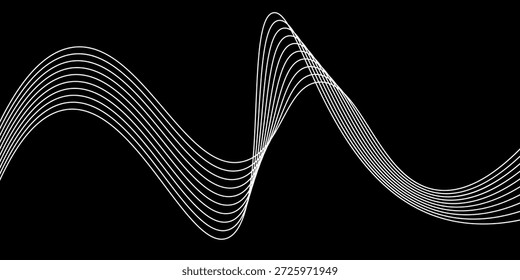 Linhas abstratas de tecnologia sobre fundo branco. Onda Cinza Ondulada Redemoinho, onda sonora de frequência, linhas de curva torcidas com efeito de mistura vetor abstrato colorido linha de vetor redemoinho.EPS.10