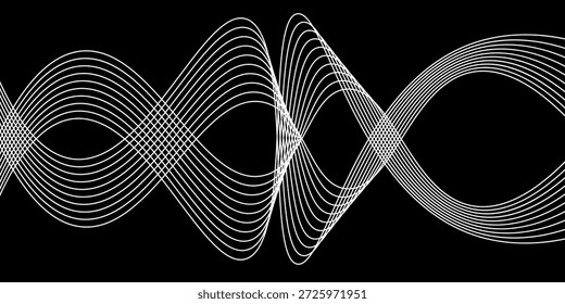 Technologie abstrakte Linien auf weißem Hintergrund. Undulate Gray Wave Swirl, Frequenz Schallwelle, verdrillte Kurven Linien mit Blend-Effekt abstrakter Vektor bunten Vektor Linie Swirl.EPS.10