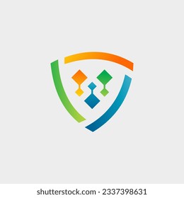 Technology abstract logo vector. Isolated on white background. Gradient logo