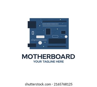 Technology abstract motherboard logo design. Electronic collection - Computer motherboard vector design and illustration.
