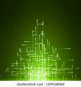 technology abstract with mowing particules with energy trails.