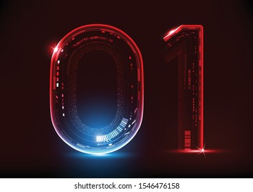 Technology abstract neon font and alphabet. techno effect logo designs for business growth to successful.