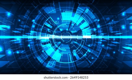 Technology abstract representation computer networks and line circle circuit in square perspective view