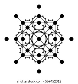 Technology abstract sacred form template with connecting lines and dots. Connection structure, vector illustration