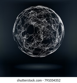 Technology Abstract Triagular Plexus  Ball - Vector Hi-Tech HUD Illustration
