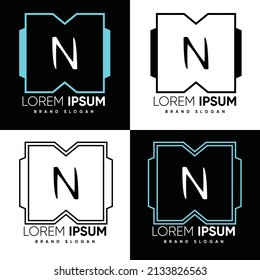 Technology Abstract Unique N letter logo with creative modern style Premium Vector