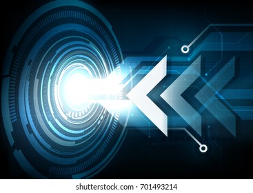Technology abstract vector background, blue futuristic arrow hitech elements background