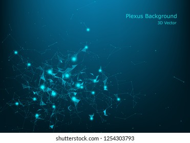 Technology abstract vector background.Data visualization.Sound wave, polygonal space low poly wallpaper with connecting dots and lines structure.Futuristic triangle geometric plexus for your design.