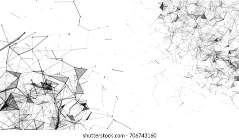 Technology abstract vector background.Data visualization.Sound wave, polygonal space low poly wallpaper with connecting dots and lines structure.Futuristic triangle geometric plexus for your design.