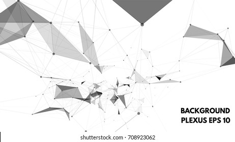 Technology abstract vector background.Data visualization.Sound wave, polygonal space low poly wallpaper with connecting dots and lines structure.Futuristic triangle geometric plexus for your design.