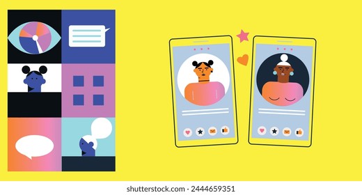 Technology. Abstract Vector illustration of website design, development, programming, SEO. Digital chat bot, robot application, conversation