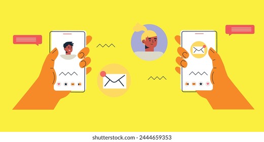 Technology. Abstract Vector illustration of website design, development, programming, SEO. Digital chat bot, robot application, conversation